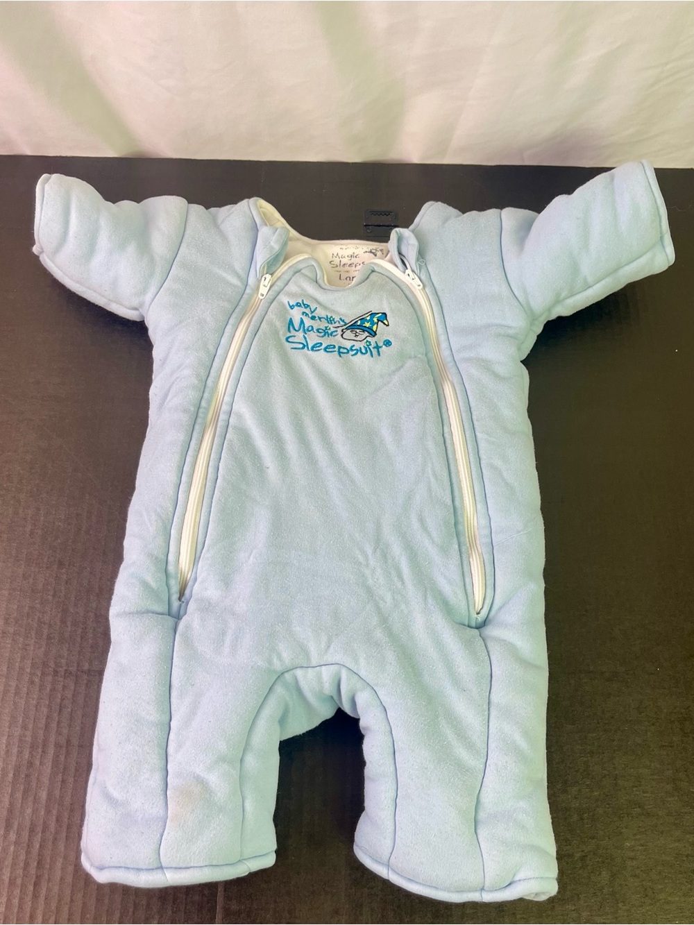 Light Blue Baby One-Piece Sleep Suit with Dual Zippers Size Large